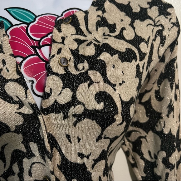 Black Gold Shimmer Button Up Cardigan - Picture 2 of 3